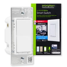 Enbrighten Z-Wave Plus Commercial Grade In-Wall Smart Paddle Switch, 700 Series, White