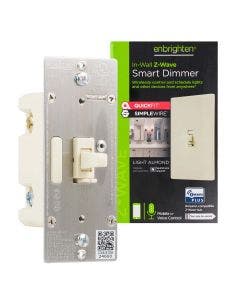 Enbrighten Z-Wave In-Wall Smart Toggle Dimmer with QuickFit™ and SimpleWire™, Light Almond