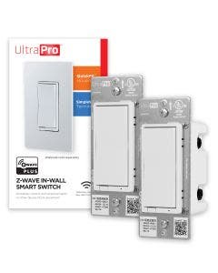 UltraPro Z-Wave In-Wall Smart Switch with QuickFit And SimpleWire, 2 Pack, White